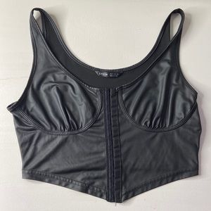 Leather like corset crop top